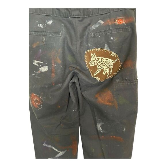 Dickies Reworked Upcycled Pants Women’s Patches Boho Ankle Length Frayed - Picture 6 of 6